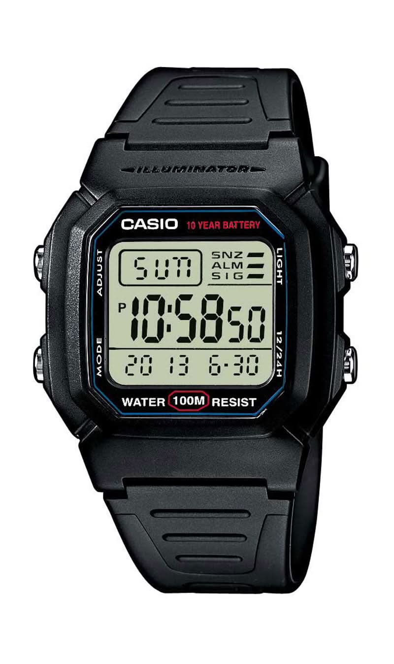 Montre numérique Casio pour homme avec bracelet en résine noire et affichage numérique