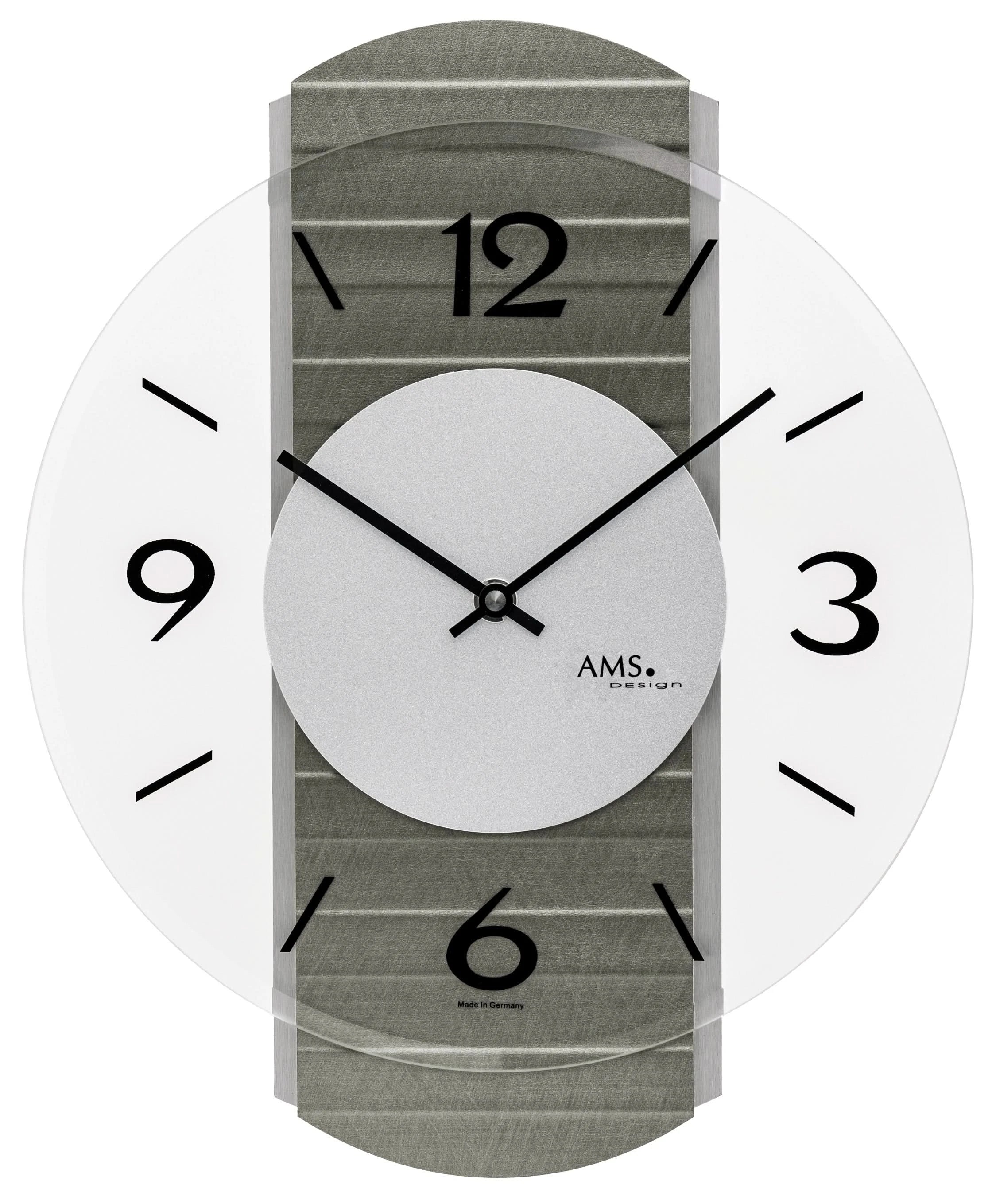 Horloge murale AMS • Bois & Aluminium • Design moderne • Mouvement à quartz précis