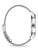 Silbernes Edelstahlarmband und Gehäuse der Herrenarmbanduhr, seitliche Ansicht