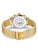 Thomas Sabo Rückseite einer Quarzuhr mit goldenem Meshband und Sichtboden