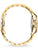 Goldfarbenes Gliederarmband der Damenarmbanduhr, Seitenansicht mit Krone