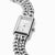 Montre pour femme avec boîtier rectangulaire en acier inoxydable, cadran blanc et bracelet chaîne