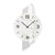 Wanduhr mit rundem, weißem Zifferblatt, schwarzen Zahlen und Zeigern; facettierter Glasrand