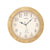 Horloge murale ronde avec cadre aspect bois beige, cadran blanc, chiffres romains et AMS