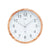 Horloge murale avec cadre aspect bois, cadran rond blanc et aiguilles