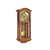 Wanduhr mit Holzgehäuse, rundem Zifferblatt und Pendelgewicht im Sichtfenster
