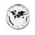 Horloge murale ronde : cadre en métal argenté, cadran blanc, carte du monde noire
