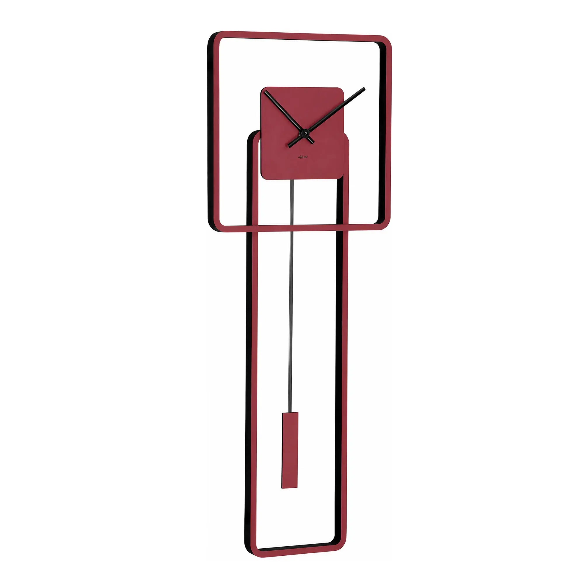 Horloge murale rouge avec cadran noir et aiguilles noires