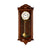 Horloge murale ronde en bois marron avec zone de pendule dorée