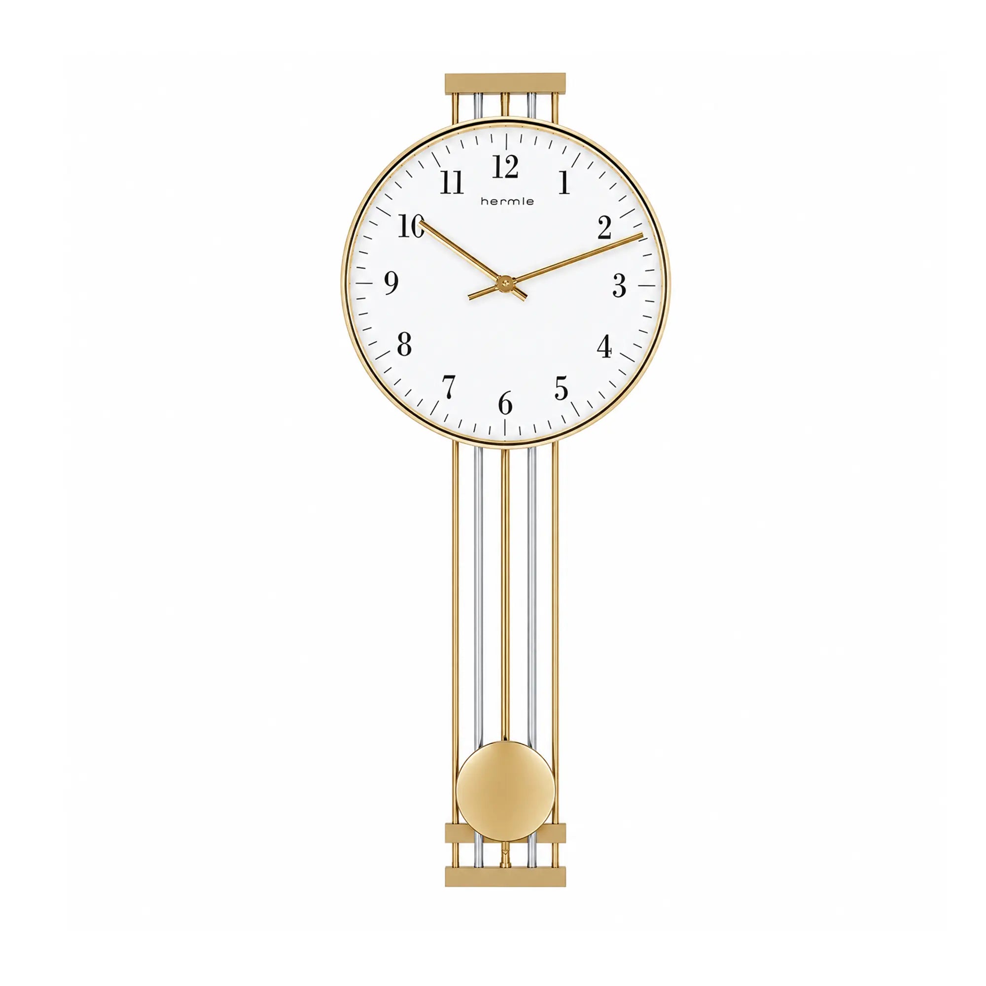 Horloge murale Hermle 56x24x7 cm laiton • Radiopilotée • Balancier en laiton