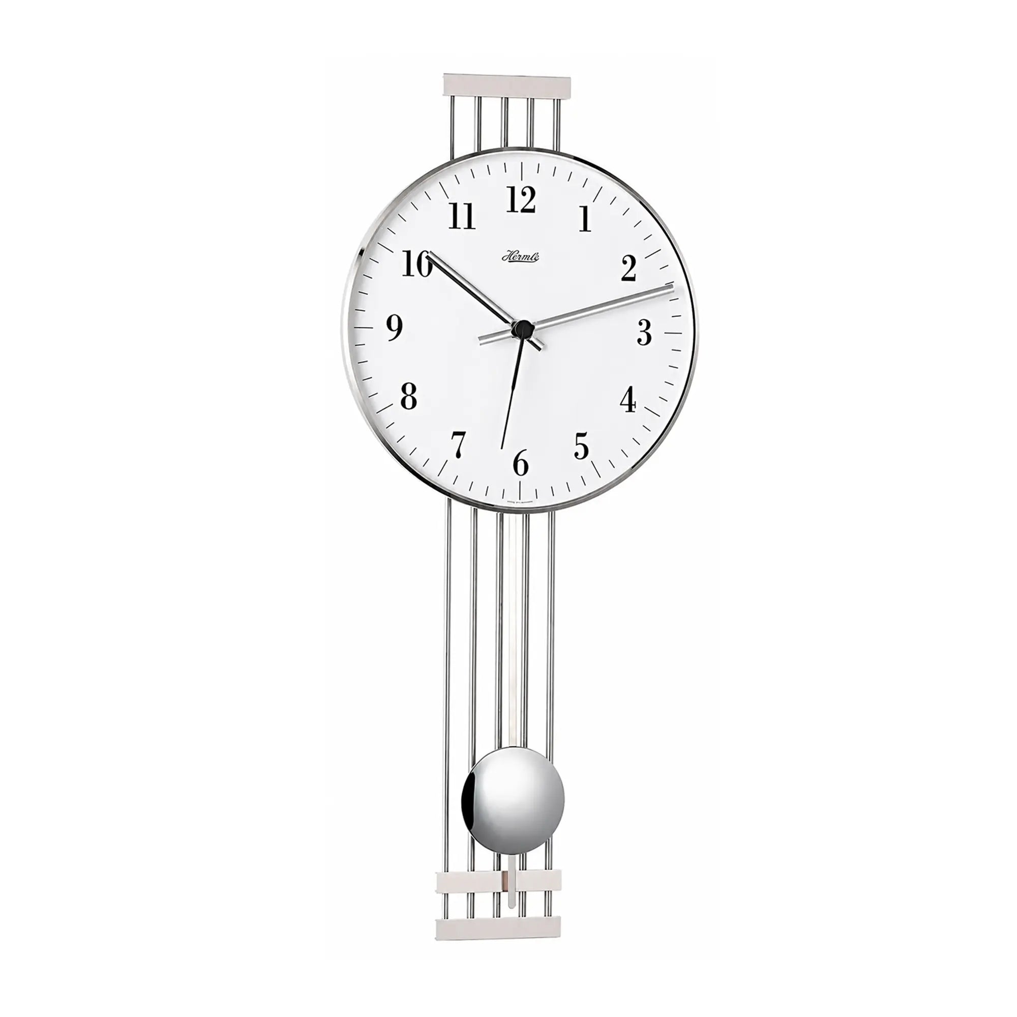 Horloge murale Hermle avec pendule, cadran rond aspect métal