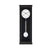 Horloge murale avec boîtier en bois noir, cadran blanc et poids sphérique oscillant
