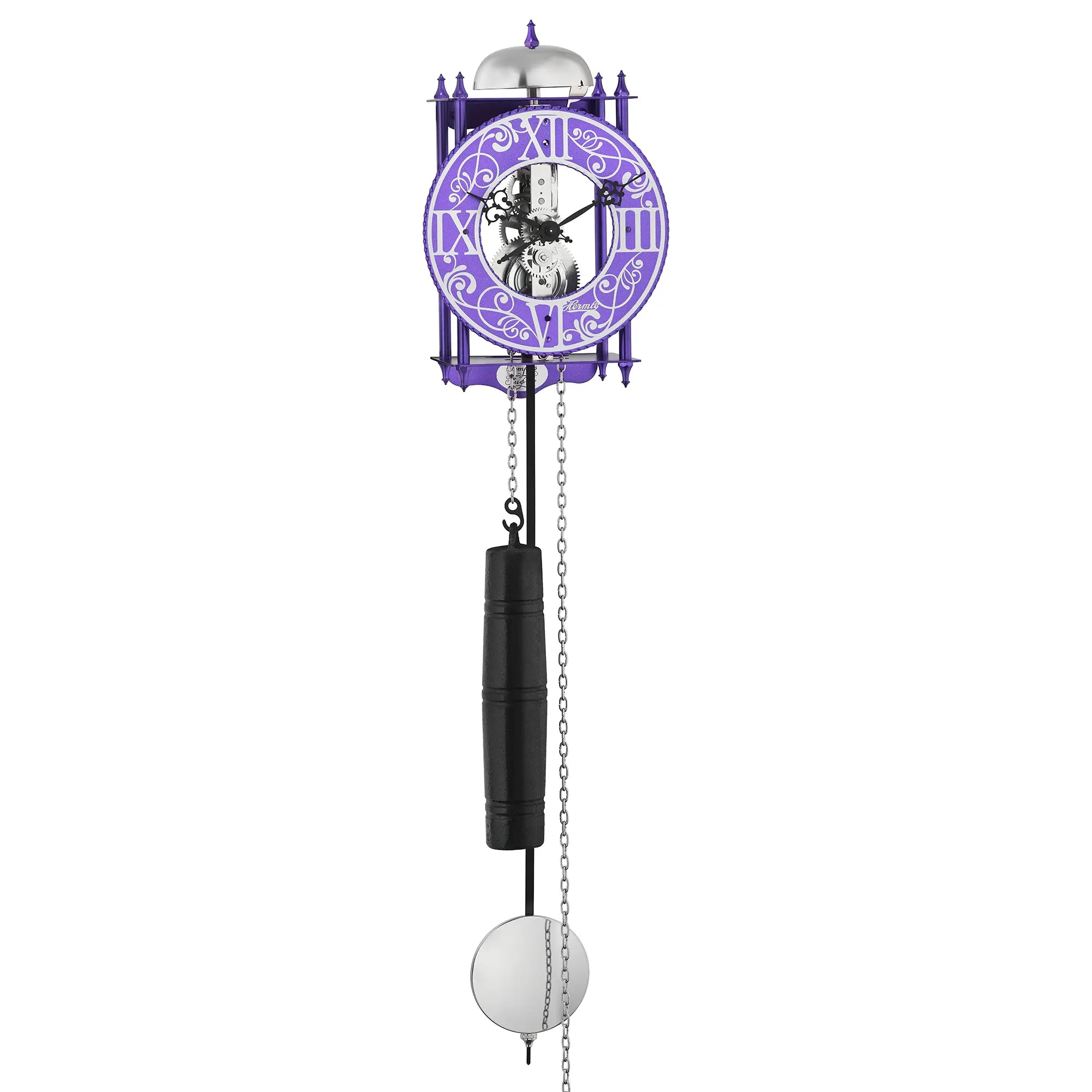 Pendule murale Hermle 62x15x10 cm Métal • Design squelette • Mouvement mécanique
