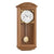 Horloge murale en bois avec cadran blanc et pendule, boîtier rectangulaire, visible de face.
