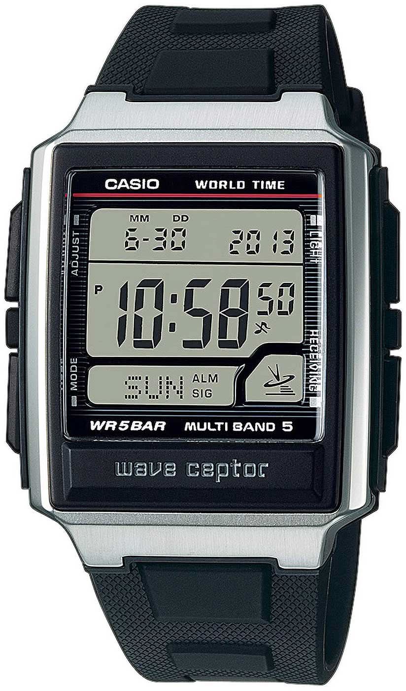 Montre Casio pour homme avec bracelet en résine noire, affichage numérique et boîtier en acier inoxydable