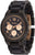 Montre en bois pour femme, vue de côté : boîtier en bois foncé et bracelet à maillons noirs