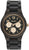 Montre en bois pour femme avec boîtier en bois foncé, bracelet à maillons noirs et cadran chronographe