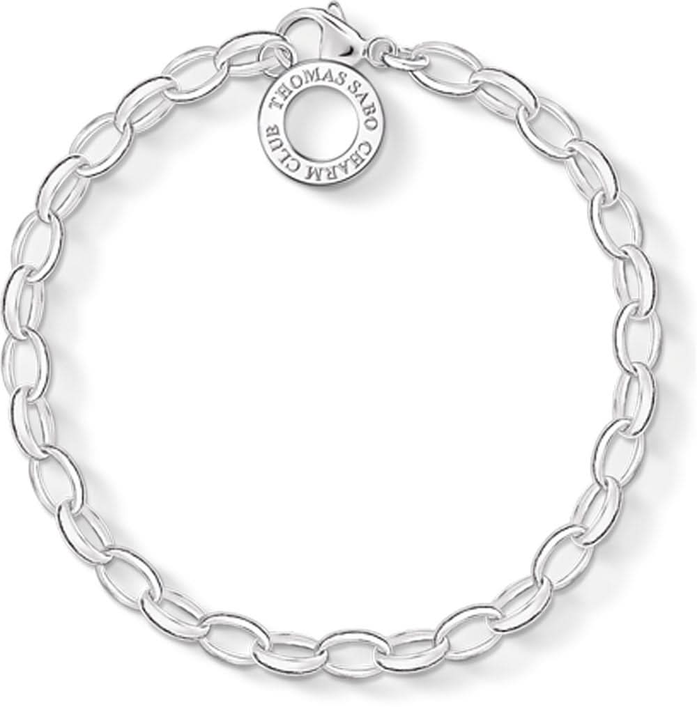 Sterlingsilbernes (925) Charm-Armband mit Gliederkette und rundem Anhänger