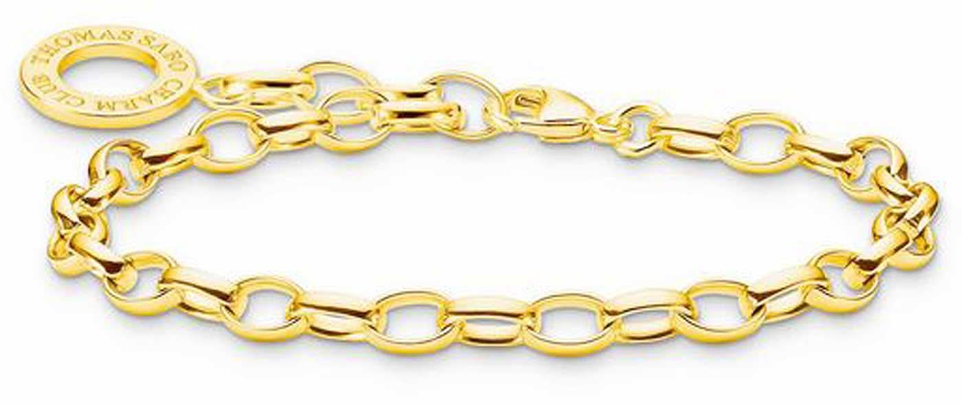 Bracelet jonc doré à maillons ovales et pendentif rond