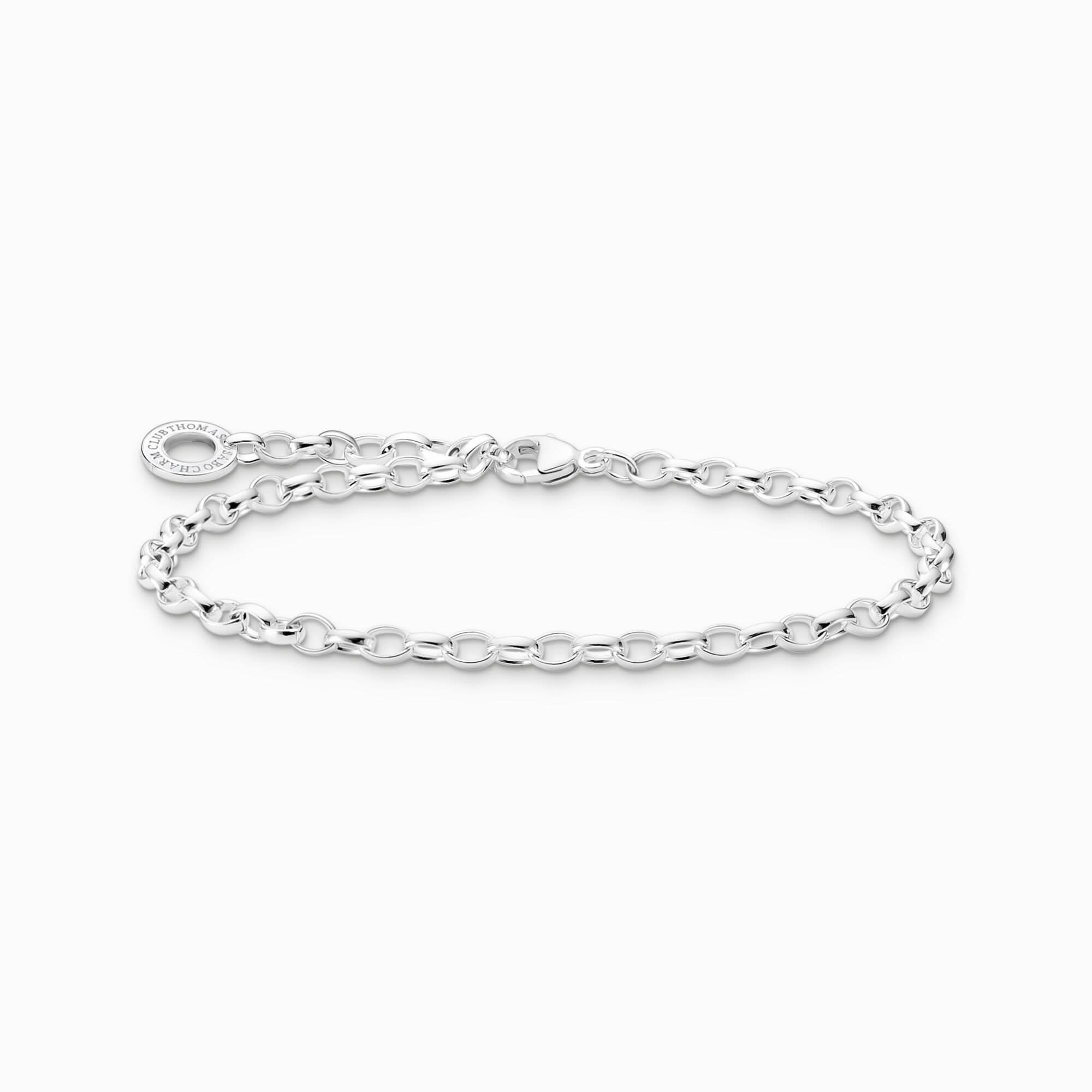 Bracelet gourmette argenté avec maillons ovales et fermoir rond