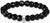 Bracelet perlé en obsidienne noire facettée avec plaque logo en métal