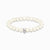 Bracelet avec perles de culture d'eau douce blanches et passant rond sur le fermoir