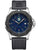 Herrenarmbanduhr mit blauem Zifferblatt, schwarzem Kautschukband und Edelstahlgehäuse