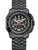 Herren-Chronographenarmbanduhr mit schwarzem Zifferblatt, Metallband und Tachymeterskala