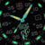 Montre homme Détail : chiffres lumineux et accents colorés sur cadran noir
