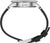 Bracelet de montre pour homme vu de dessus : bracelet en cuir noir avec boucle métallique au niveau du boîtier.