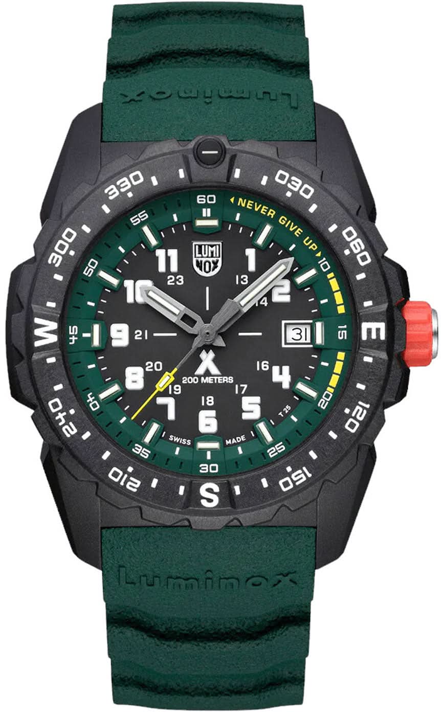 Bracelet de montre pour homme avec bracelet vert, boîtier noir et chiffres lumineux