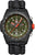 Montre homme avec boîtier noir, cadran vert, bracelet textile noir et aiguilles lumineuses