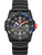 Herren-Armbanduhr mit schwarzem Kautschukband, blau-orangem Zifferblatt, Datumsfenster