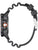 Herrenarmbanduhr Seitenansicht: schwarzes Gehäuse, orange Akzent und Kautschukband