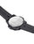 Herren-Armbanduhr Rückseite mit schwarzem Kautschukband und Gehäusebodenprägung