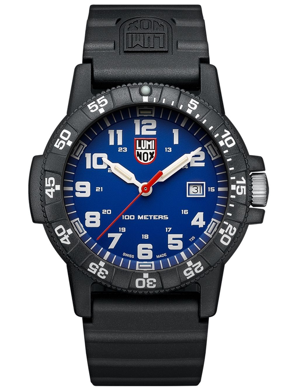 Luminox Herrenarmbanduhr mit blauem Zifferblatt und Datumsfenster, schwarzes Band