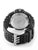 Herren-Armbanduhr Rückseite mit Metallboden und geprägtem Emblem, schwarzes Kautschukband.
