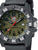 Herrenuhr mit grünem Zifferblatt, schwarzem Karbongehäuse und schwarzem Gummiarmband