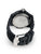 Herrenuhr-Caseback aus Metall mit Relief, schwarzes Gummiarmband