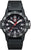 Montre homme avec bracelet en plastique noir, cadran noir et aiguilles rouges