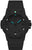 Montre de sport noire avec index luminescents, date à 3h, bracelet en silicone