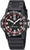 Montre de sport avec boîtier et bracelet noirs, lunette rouge, cadran blanc ; date à 3 heures