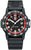 Montre de sport avec bracelet noir, lunette rouge et cadran blanc ; date à 3 heures