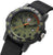 Bracelet de montre pour homme avec bracelet textile noir, boîtier gris et cadran avec aiguille orange