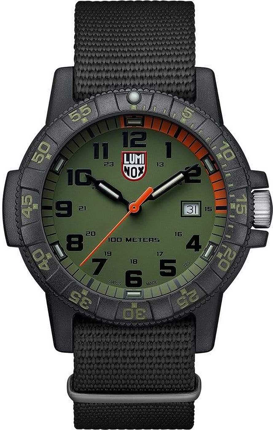 Bracelet de montre pour homme avec bracelet textile noir et cadran rond avec index luminescents