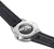 Fond de montre pour homme avec mouvement visible et bracelet en caoutchouc noir