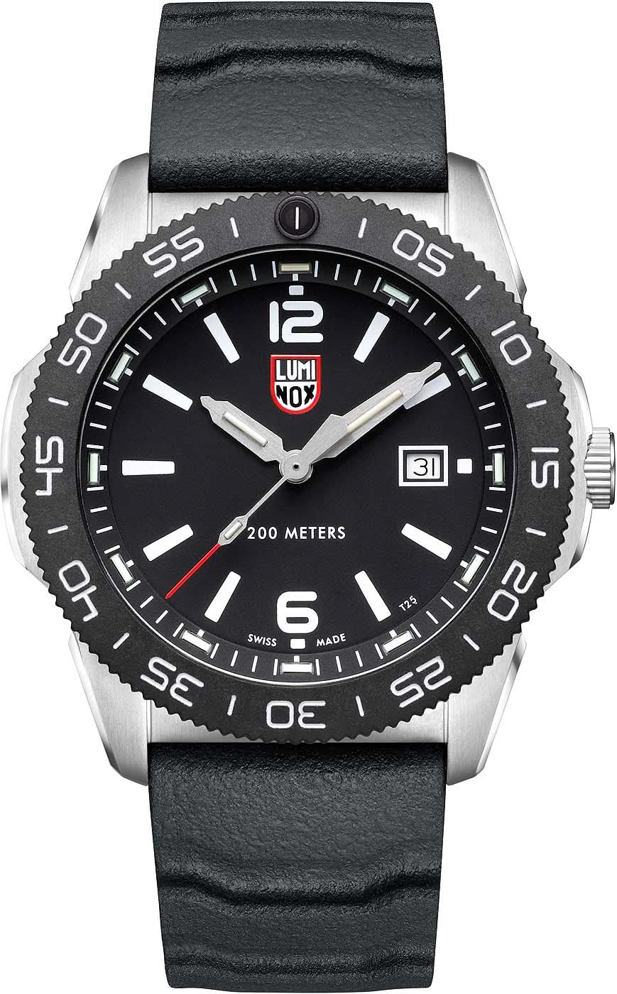 Montre de plongée pour homme avec cadran noir, lunette et bracelet en silicone noir