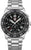 Montre chronographe pour homme avec bracelet en acier inoxydable, cadran noir et index luminescents