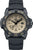 Bracelet de montre pour homme avec boîtier noir, cadran beige et bracelet en caoutchouc noir