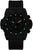 Chronographe pour homme avec index verts lumineux et aiguille orange sur cadran noir